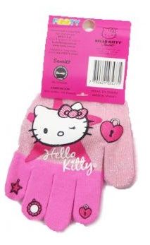 Guante Personaje Tejido Estampado Hello Kitty  con Estrella y Glitter
