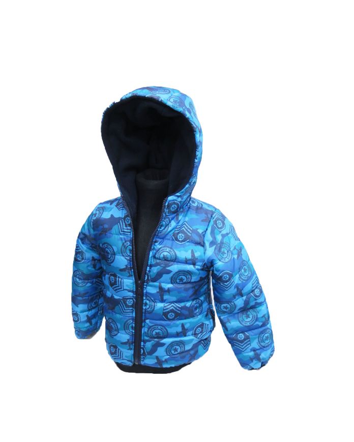 Campera Estampada Varon Con Capucha Forrada En Polar