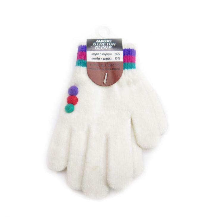 Guante Tejido Magico Ajustable con Rayas y Borlas