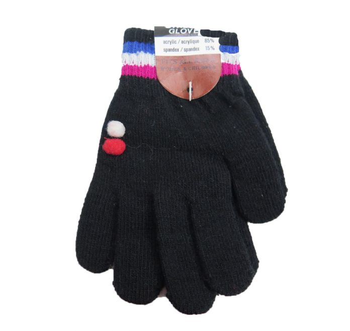 Guante Tejido Magico Ajustable con Rayas y Borlas