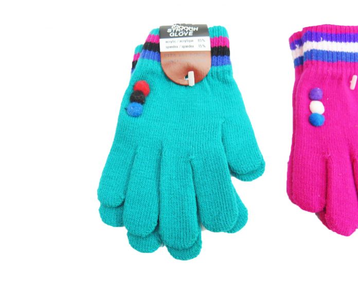 Guante Tejido Magico Ajustable con Rayas y Borlas