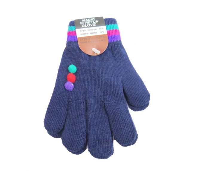 Guante Tejido Magico Ajustable con Rayas y Borlas