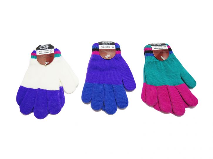 Guante Tejido Magico Ajustable con Rayas Combinado