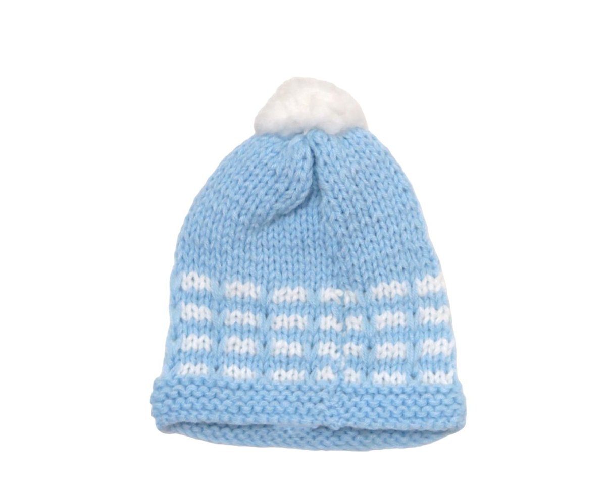 Gorro Tejido Con Borla y Rayas