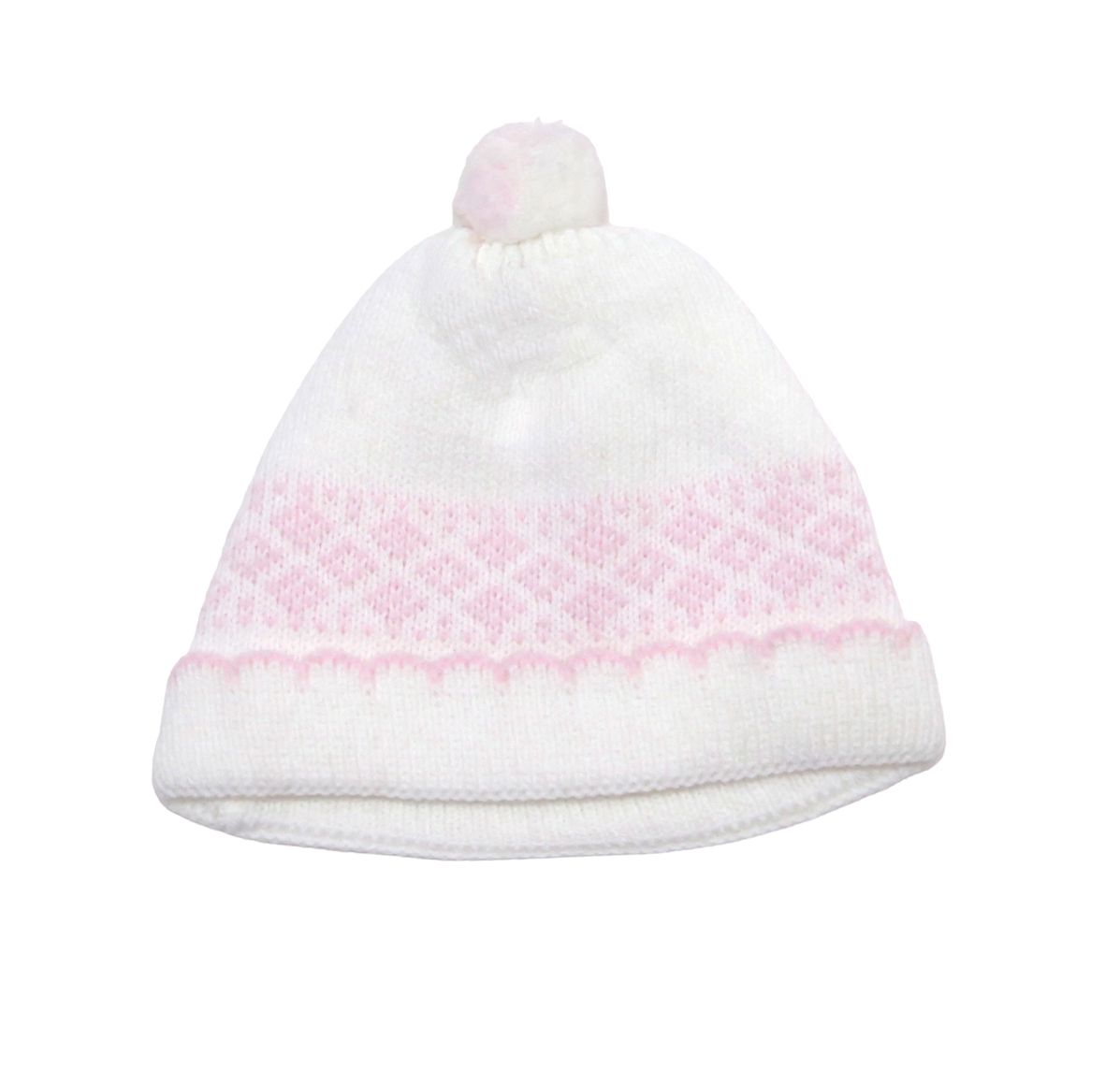 Gorro Tejido con Borla Bordado Rombos