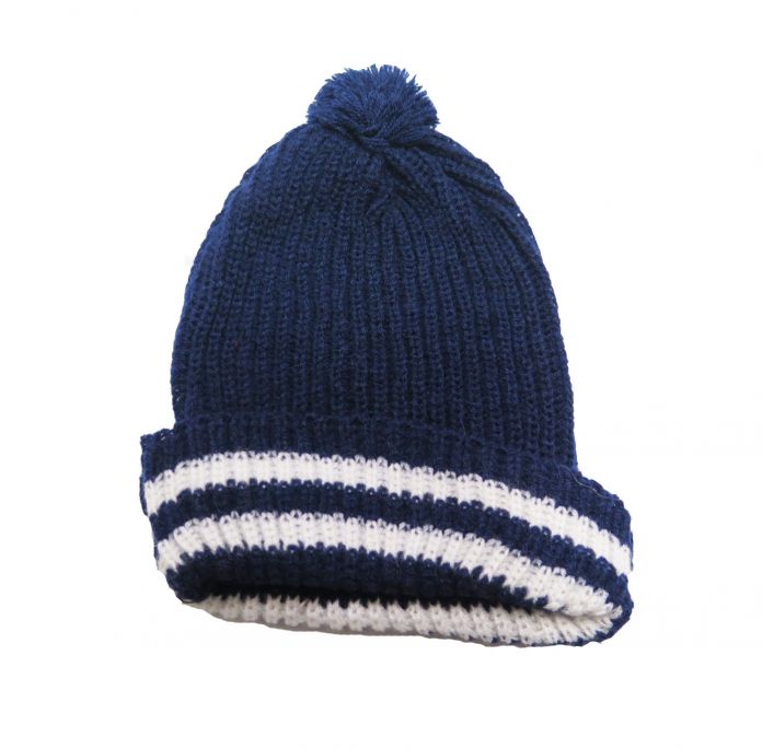 Gorro Tejido con Borla y Rayas