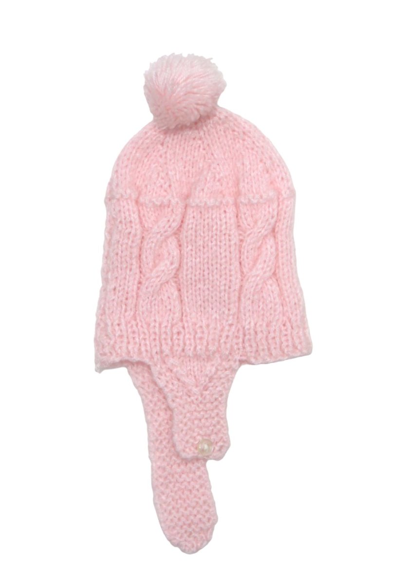 Gorro Tejido con Borla y Tira con Boton