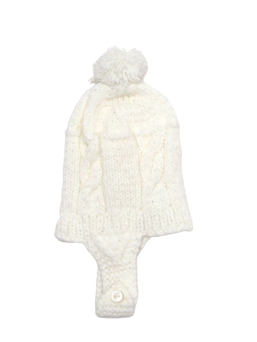 Gorro Tejido con Borla y Tira con Boton