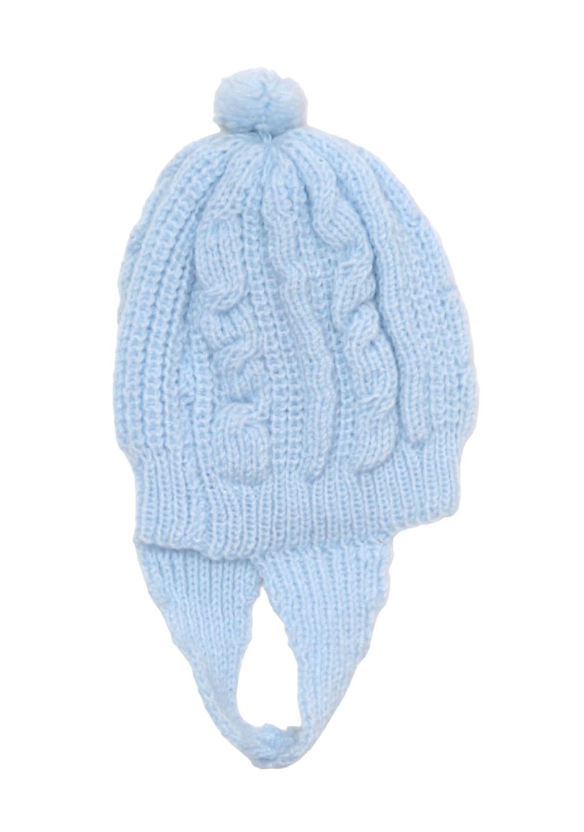 Gorro Tejido con Borla y Tira con Boton