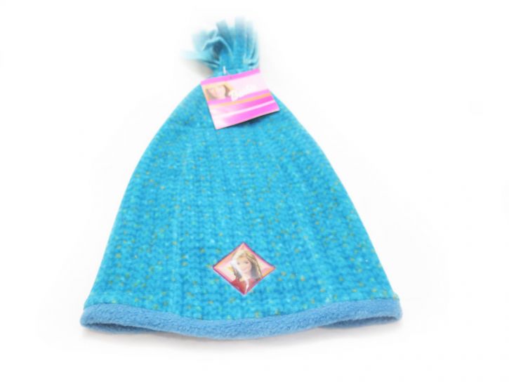 Gorro de Polar con Flecos Estampado y Aplique de Barbie