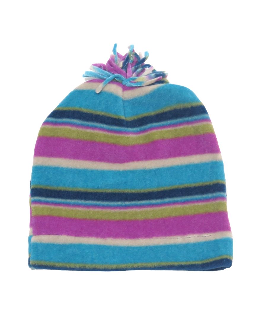 Gorro de Polar con Flecos Rayado