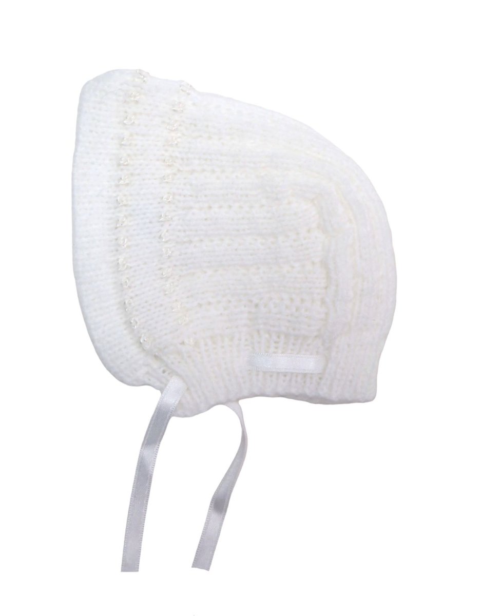 Gorro Tejido Bordado con Cinta de Bebe
