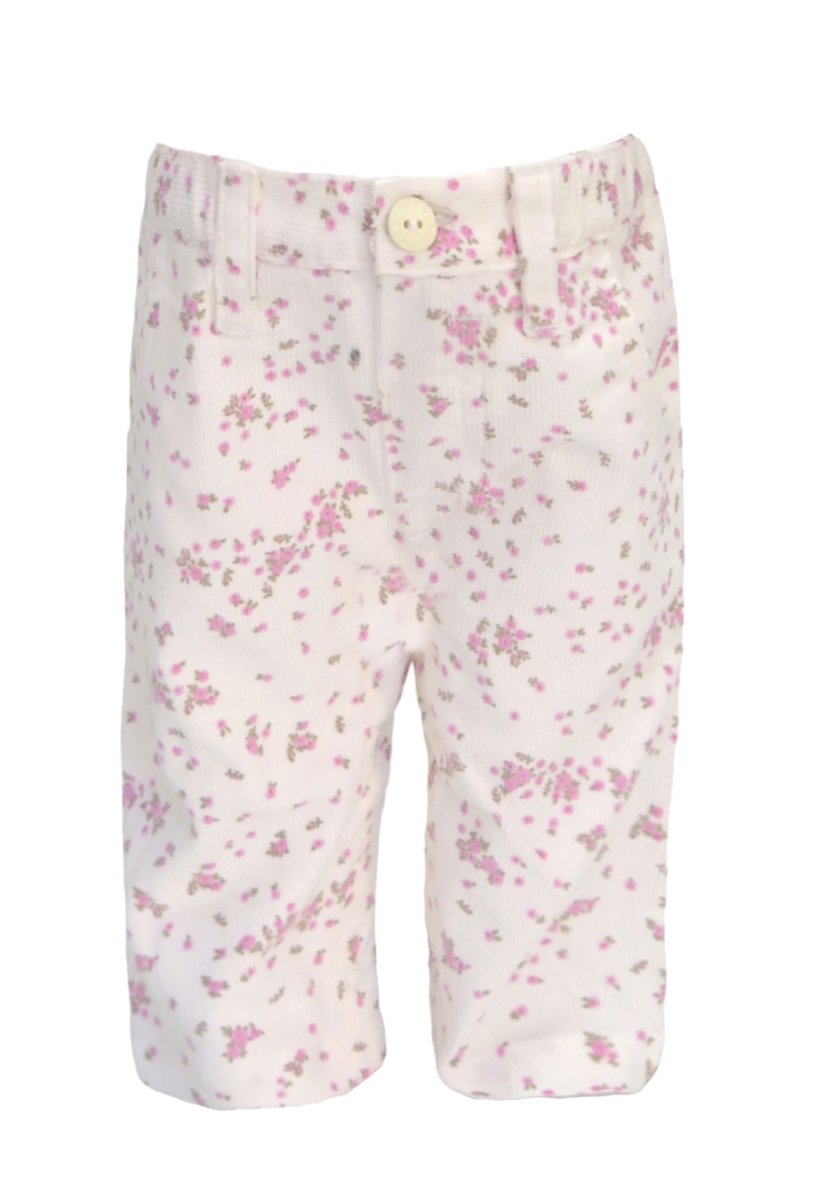 Pantalon de Corderoy con Elastico en cintura Estampado Florcitas  Pañalero
