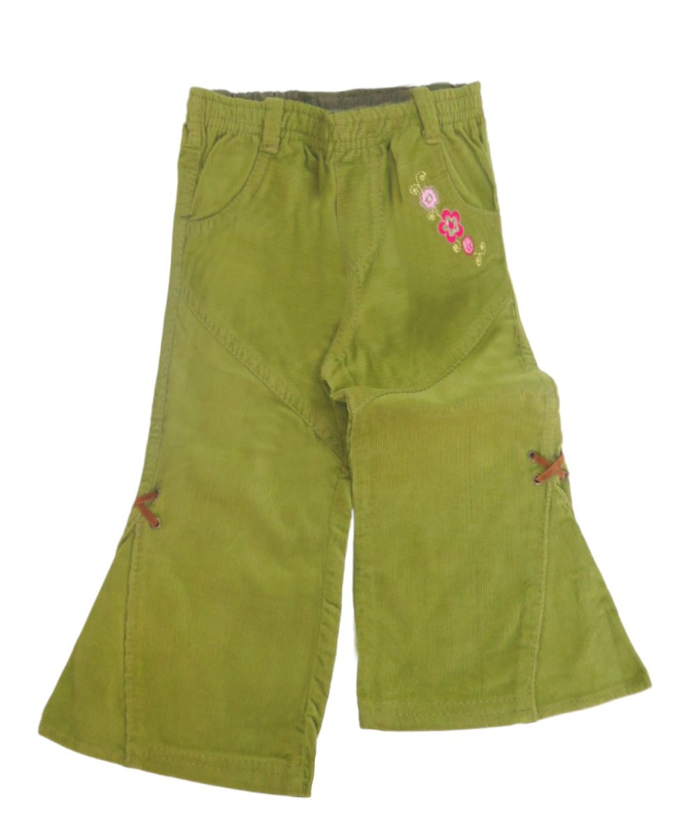 Pantalon de Corderoy Oxford con Flores Bordadas