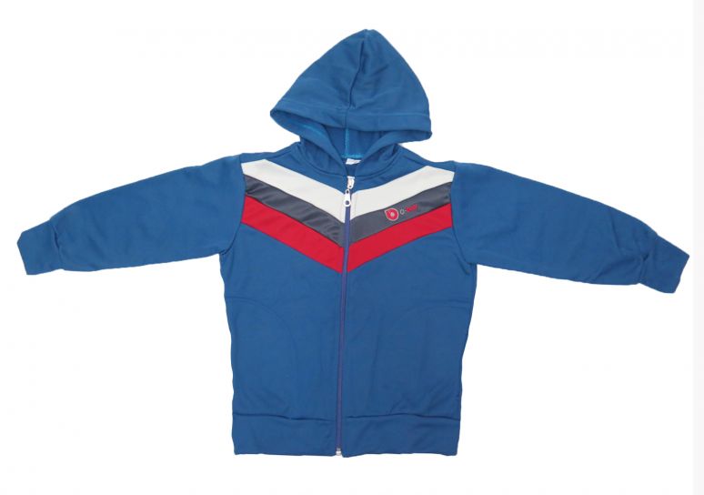 Campera Acetato Frizado Con Capucha Rayas Diagonales