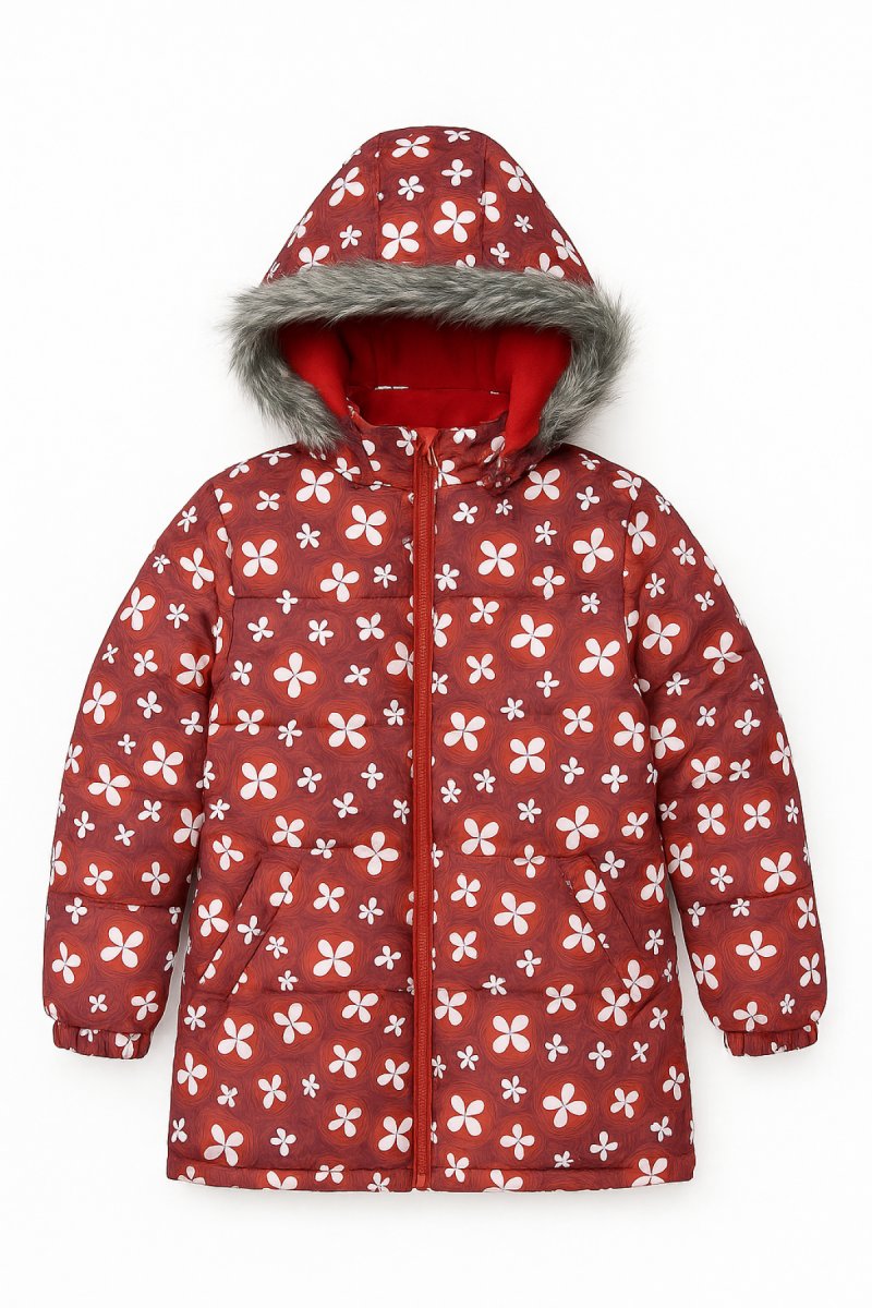 Tapado Nena Estampado Flores Con Forro Polar