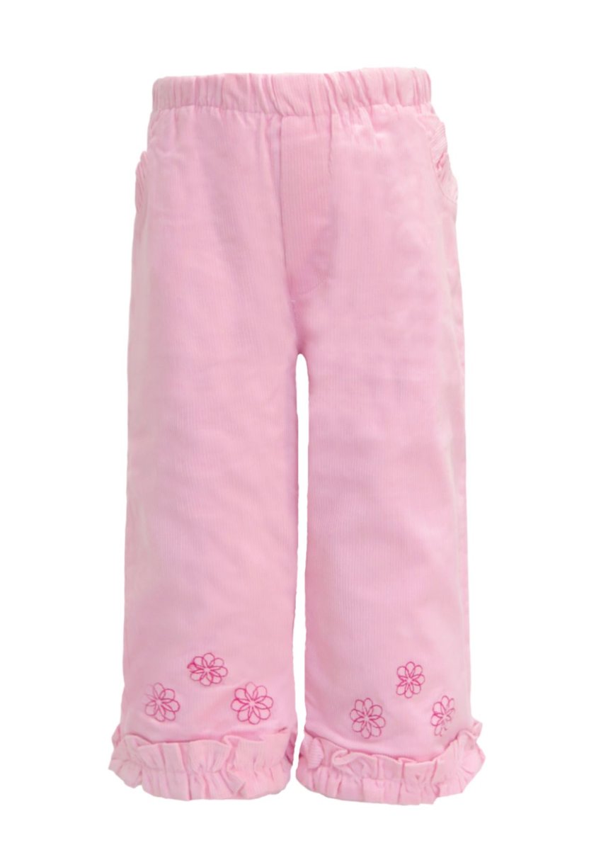 Pantalon de Corderoy con Elastico Bordado Flores