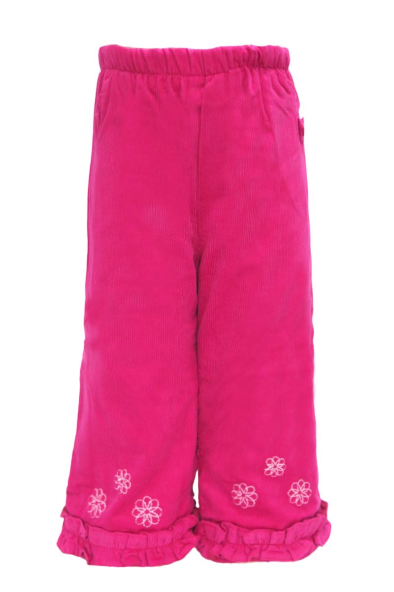 Pantalon de Corderoy con Elastico Bordado Flores