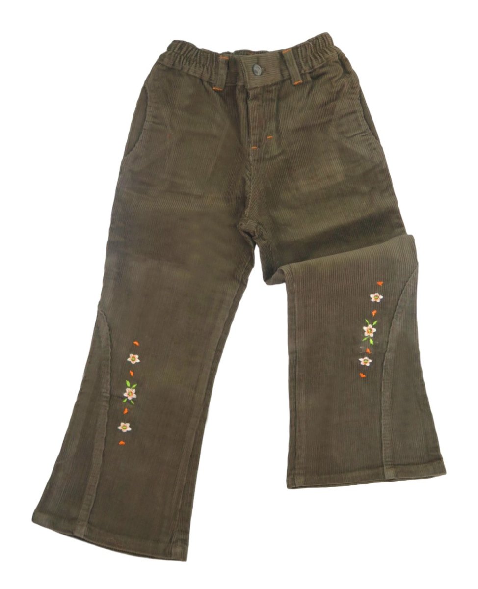 Pantalon de Corderoy Oxford con Bordado de Flores