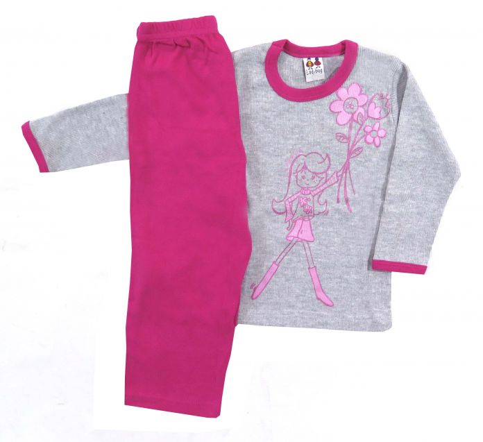 Pijama Invierno Remera Manga Larga Morley Estampado Nena y Pantalon