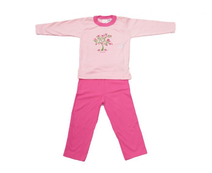 Pijama Invierno Remera Manga Larga Estampado Pajaros y Pantalon Liso