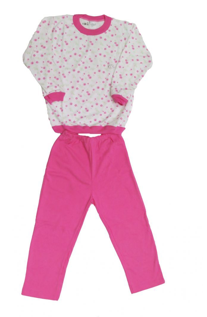 Pijama Invierno Remera Manga Larga y Pantalon Estampado de Flores
