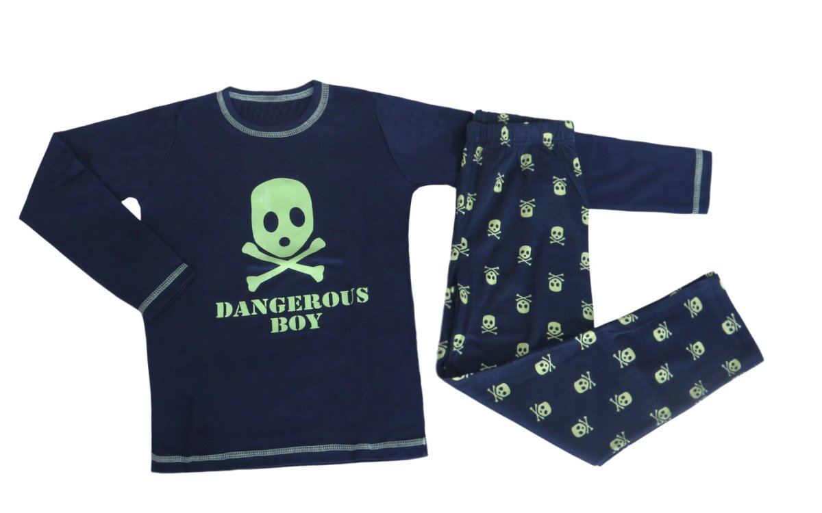 Pijama Invierno Remera M/Larga Pantalon Estampado Calavera