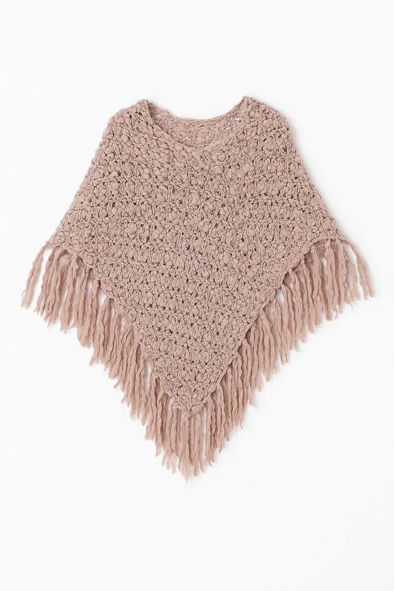 Poncho Tejido Lana Gruesa Tipo Trenzado Nuditos