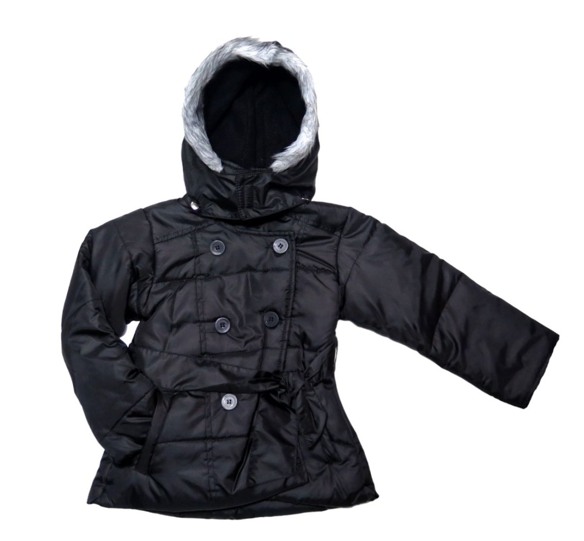 Campera Tipo Tapado con Capucha y Piel