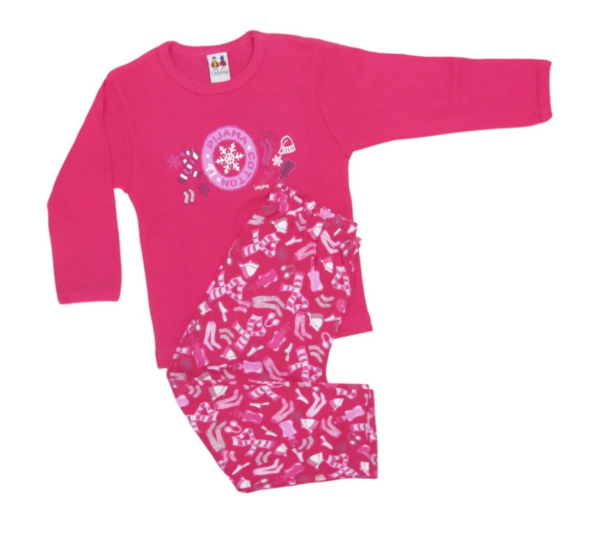 Pijama Invierno Remera Manga Larga y Pantalon Estampado Bufanda Gorro