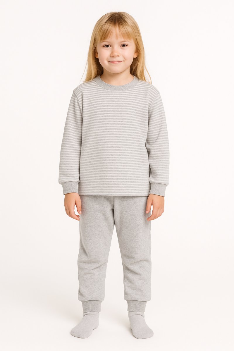 Pijama Invierno Remera Manga Larga Rayada y Pantalon