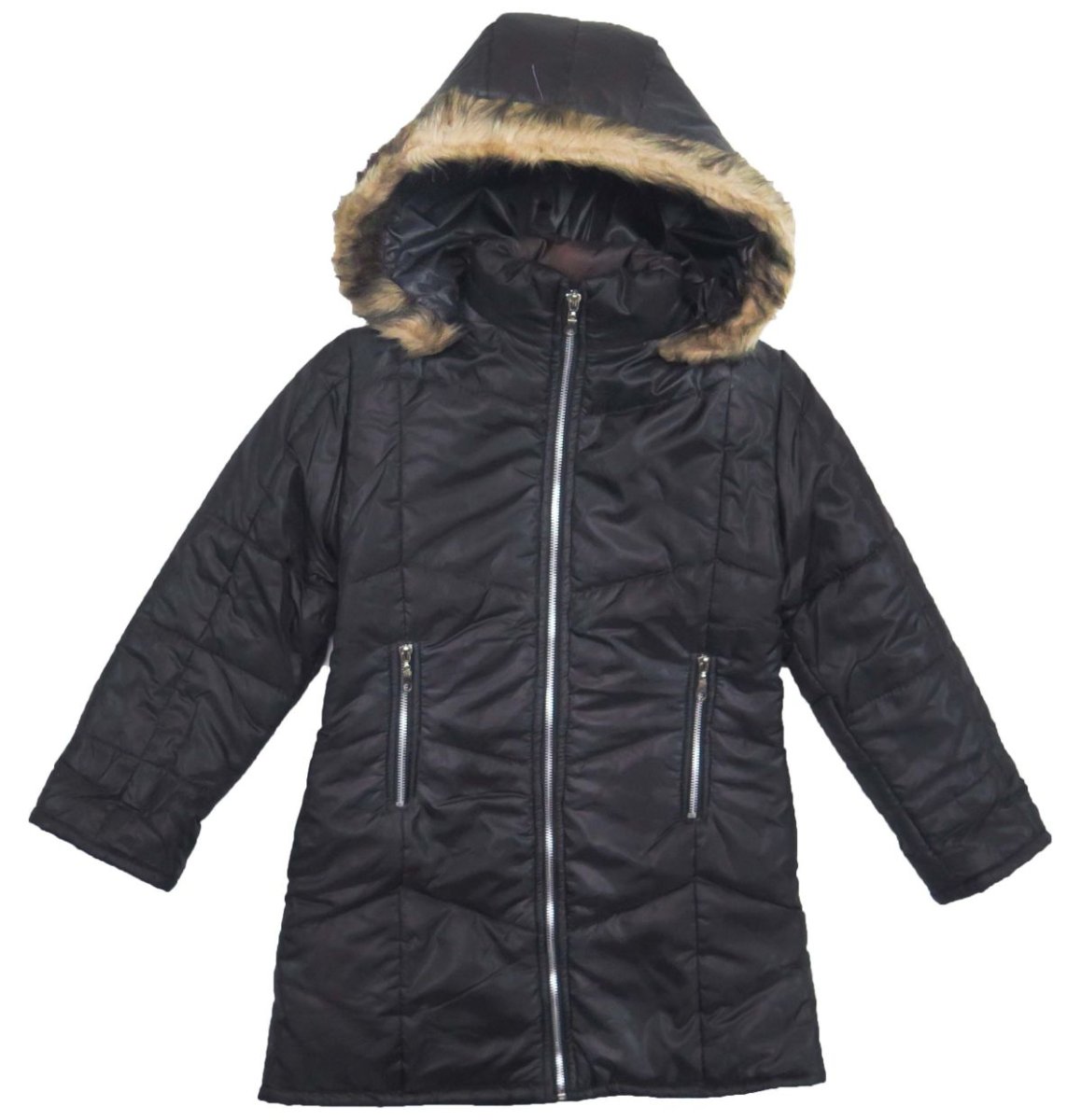 Tapado Microfibra con Capucha Desmontable con Piel