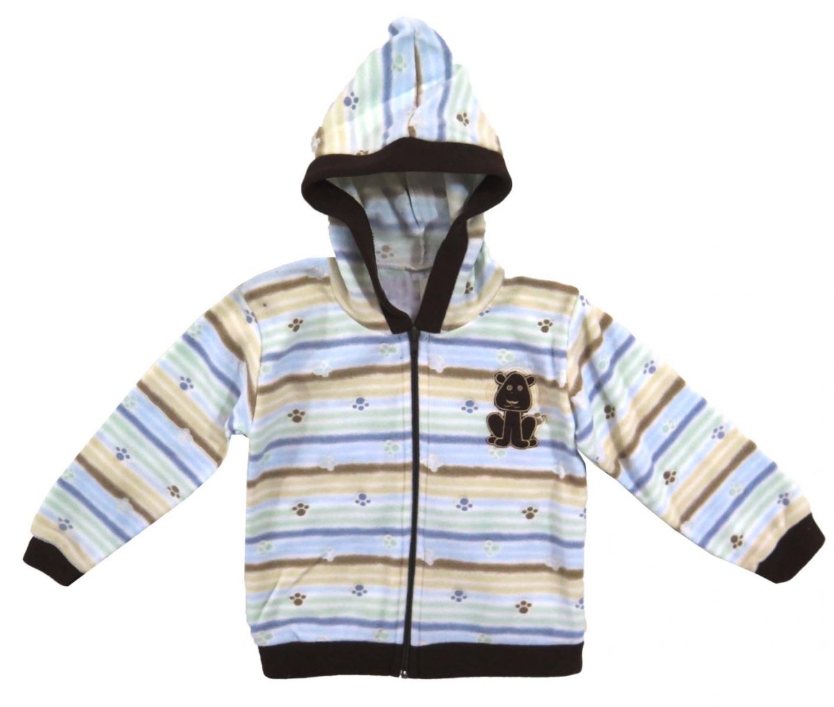 Campera de Polar Con Capucha Rayada