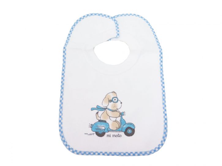 Babero Estampado con Bies de Color y Plastico Atras con Velcro