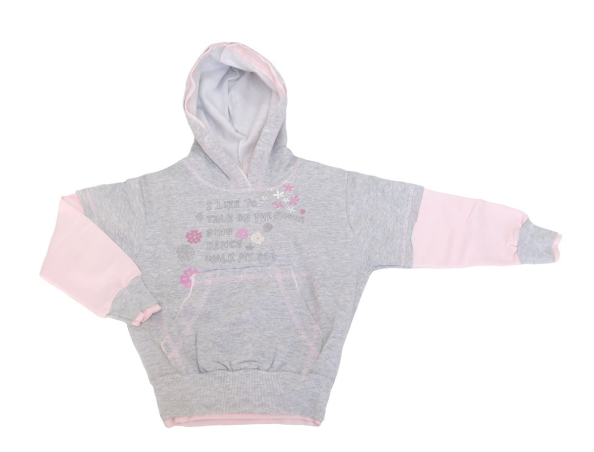 Buzo con Capucha Estampado Flor y Glitter