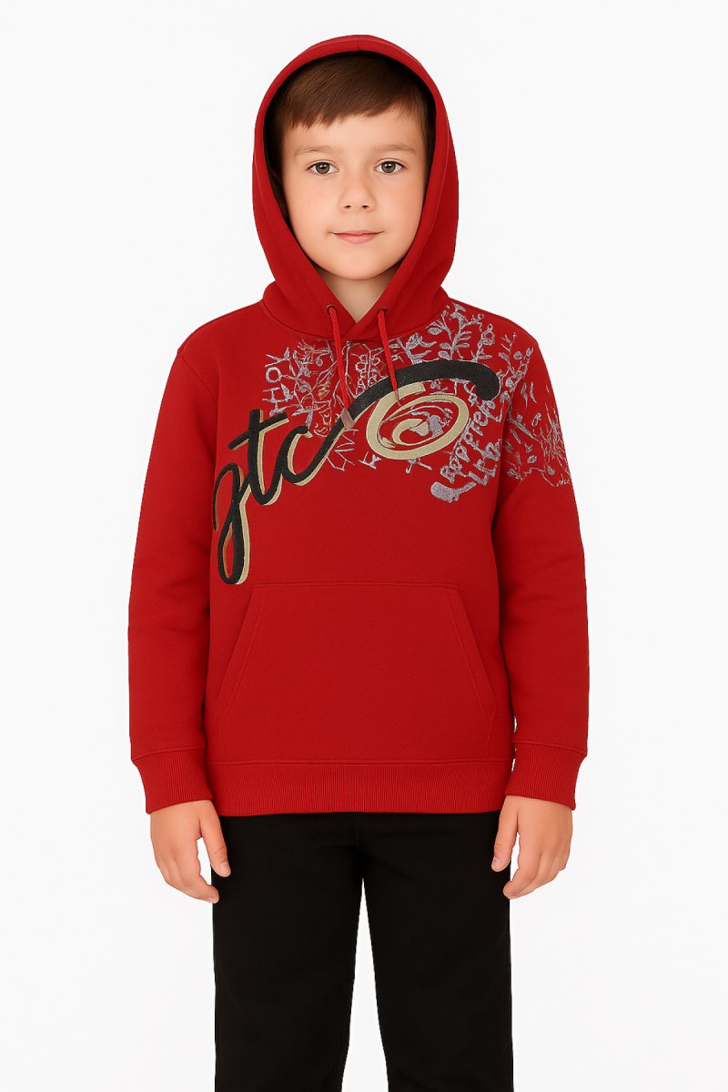 Buzo Frizado Con Capucha Estampado Metalizado