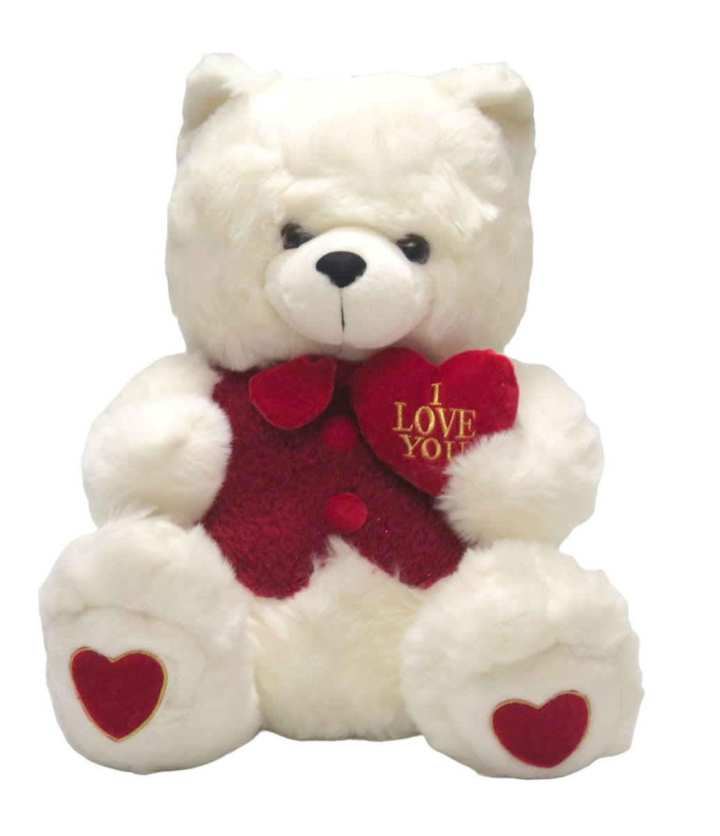 Oso de Peluche con Chaleco con Brillo y Corazon "I Love You"