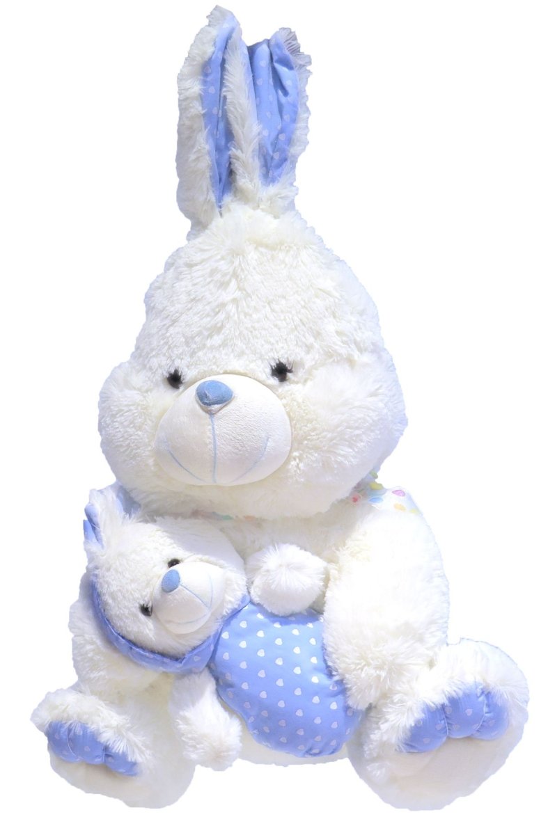 Peluche de conejo sentado y conejito con corazon