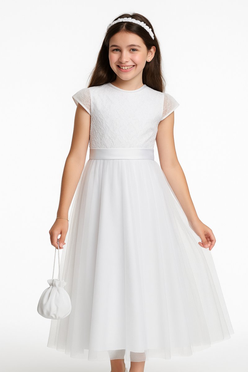 Vestido de Comunion con Tul Bordado