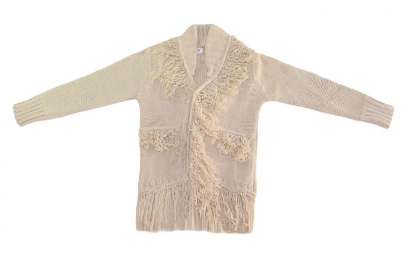 Saco Tejido con Botones y Flecos