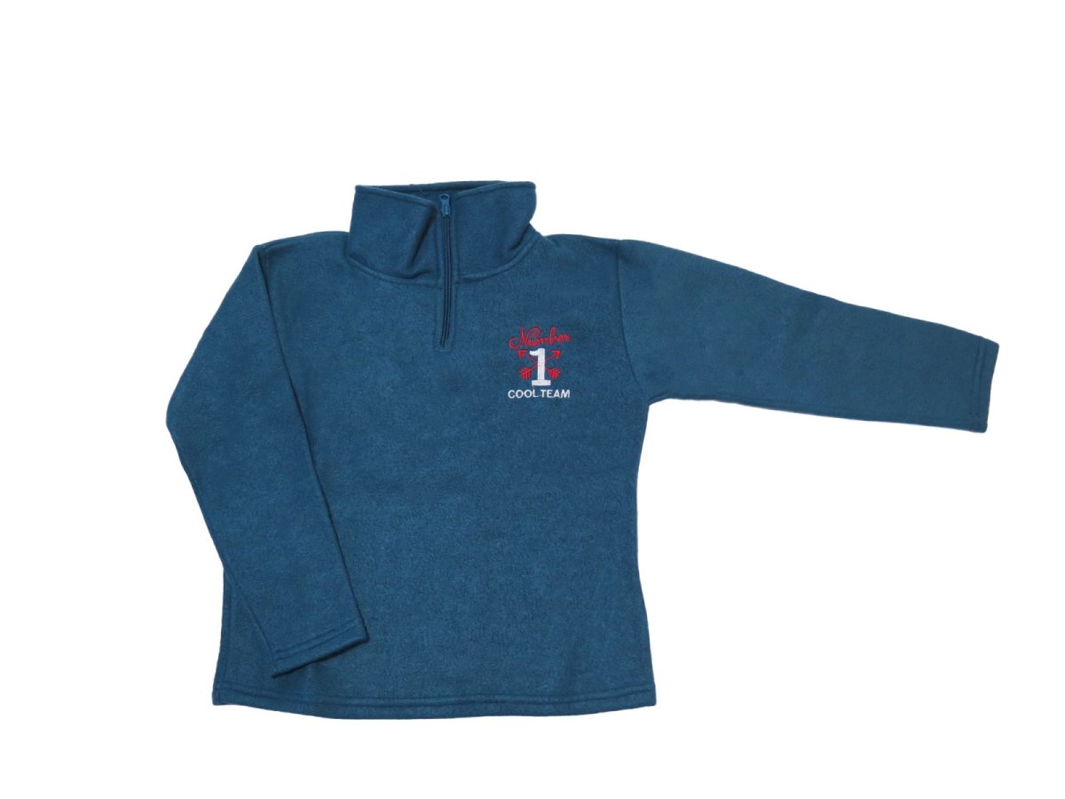 Buzo Varon Con Cierre Polar Gris/Azul