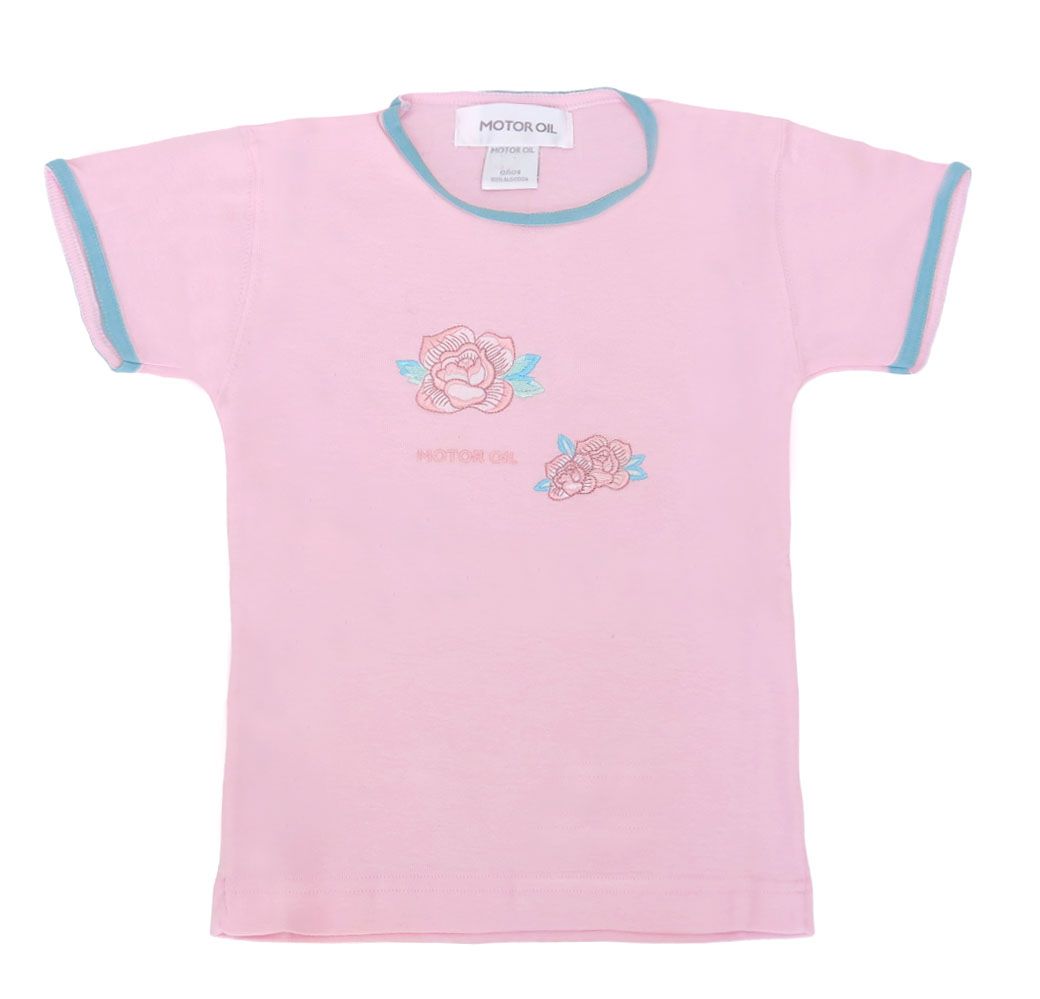 Remera Manga Corta Rosas Bordadas