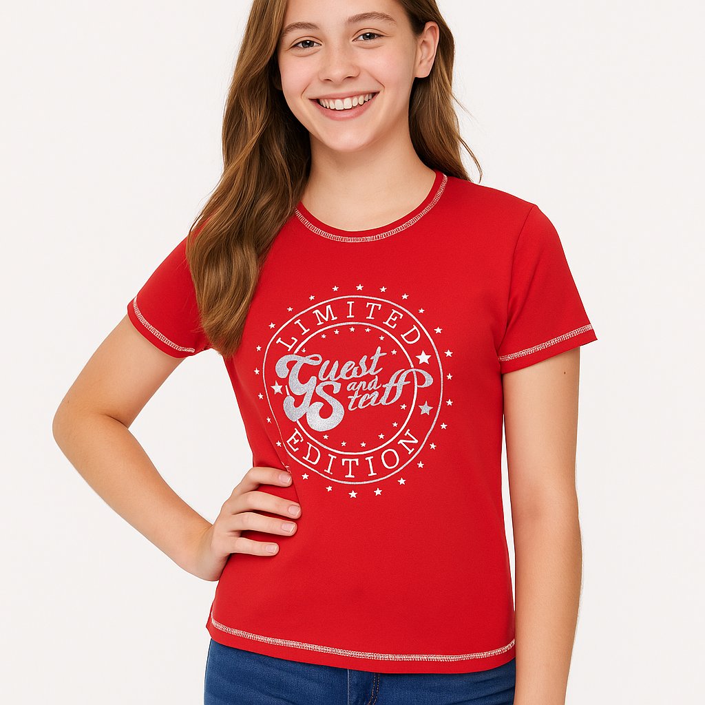 Remera Manga Corta Estampado Brillante