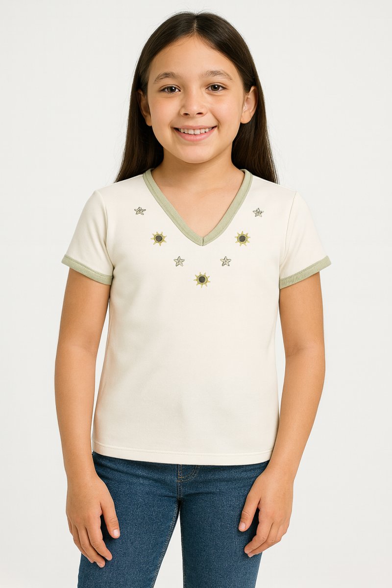 Remera Manga Corta Bordada