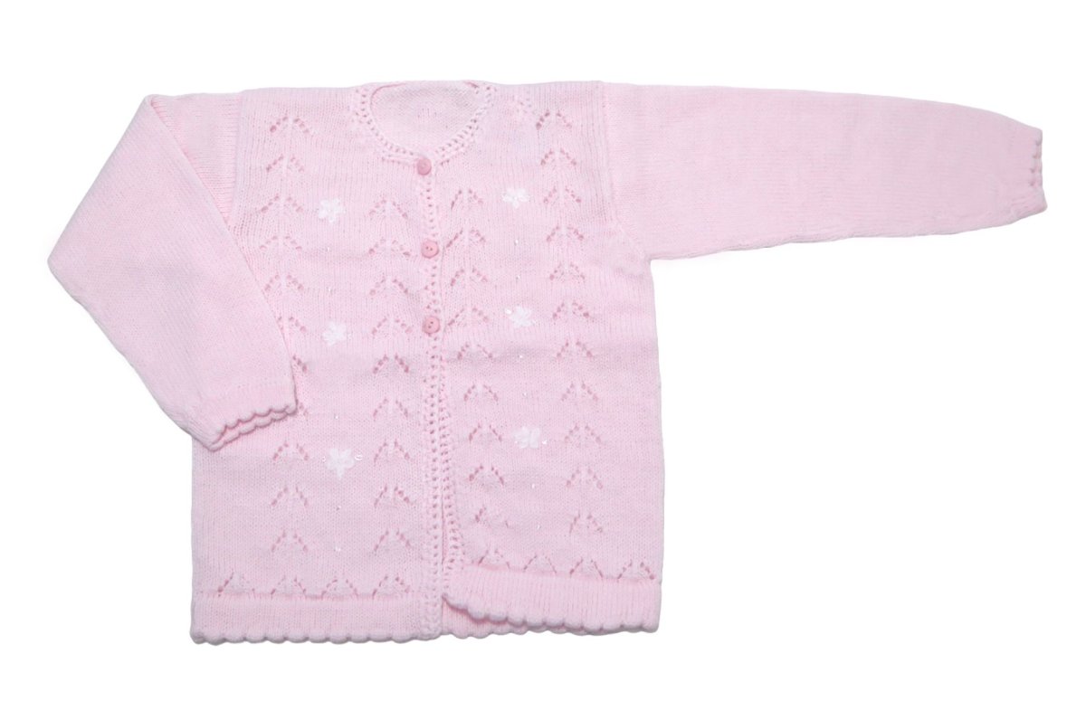 Saco Tejido Cashmilon Calado y Bordado Terminacion al Crochet