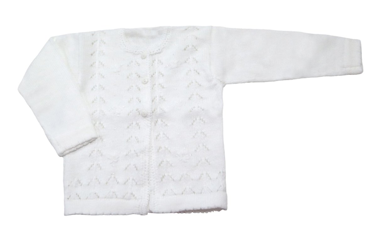 Saco Tejido Cashmilon Calado y Bordado Terminacion al Crochet