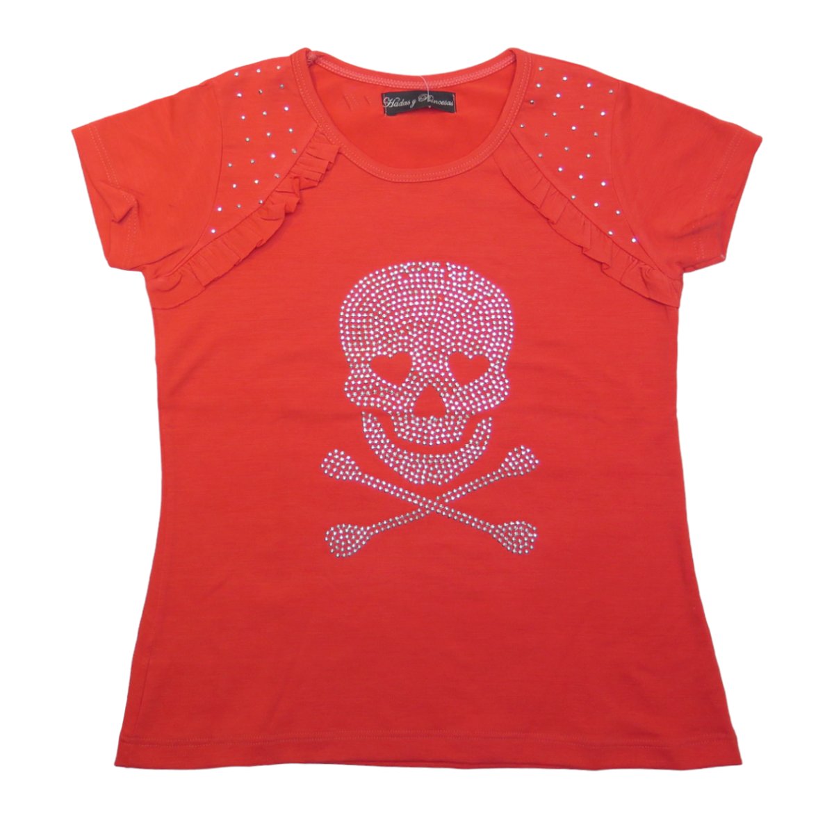 Remera Manga Corta Calavera de Tachas Volado en Mangas