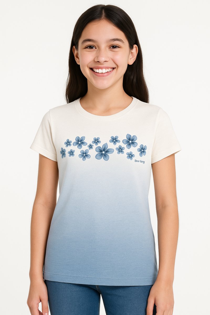 Remera Manga Corta Algodon Estampado Flores