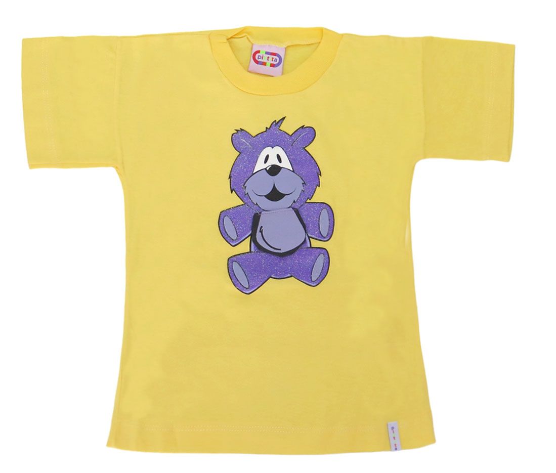 Remera Manga Corta Estampado de Oso con Glitter
