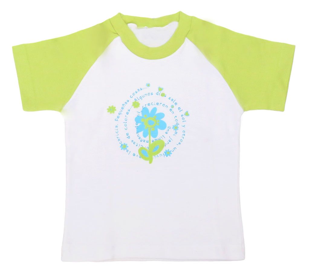 Remera Manga Corta Estampado Flores y Letras